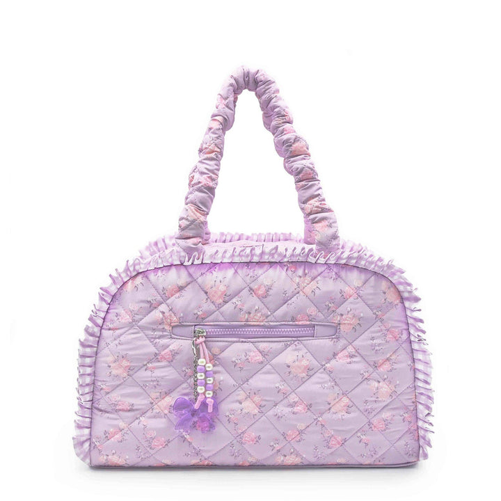 QUILTED FLORAL PRINTED MEDIUM DUFFLE BAG