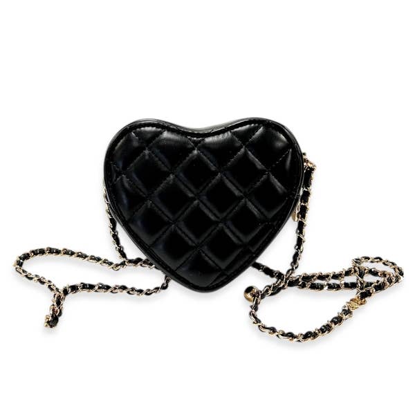 QUILTED LEATHER HEART PURSE | PINK