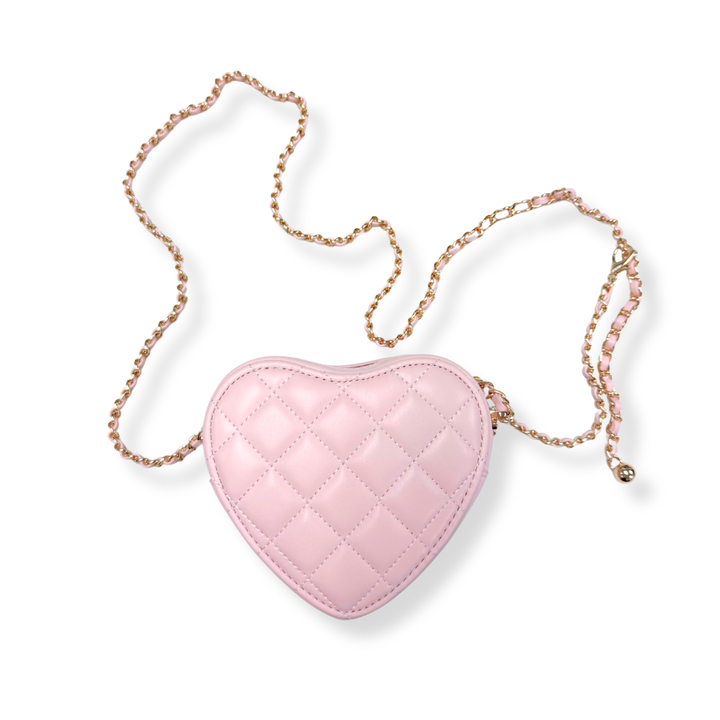 QUILTED LEATHER HEART PURSE | PINK