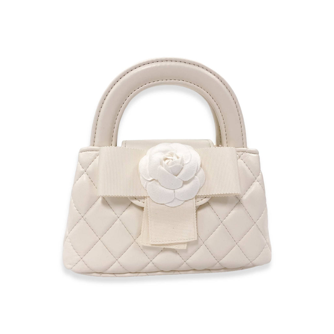 FLORAL APPLIQUÉ QUILTED BAG | BLACK