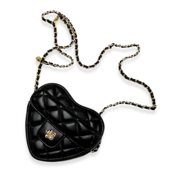 QUILTED LEATHER HEART PURSE | PINK