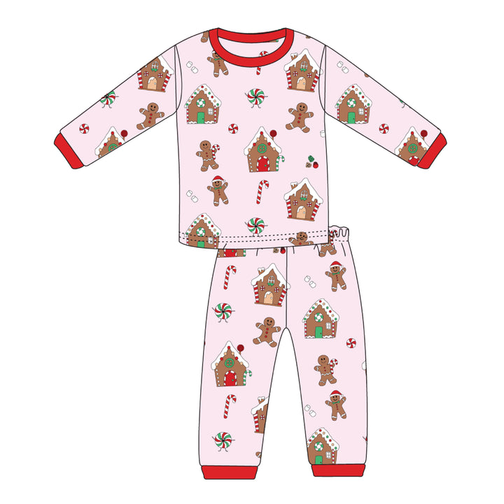 GINGERBREAD WORLD TWO PIECE PAJAMA | PINK