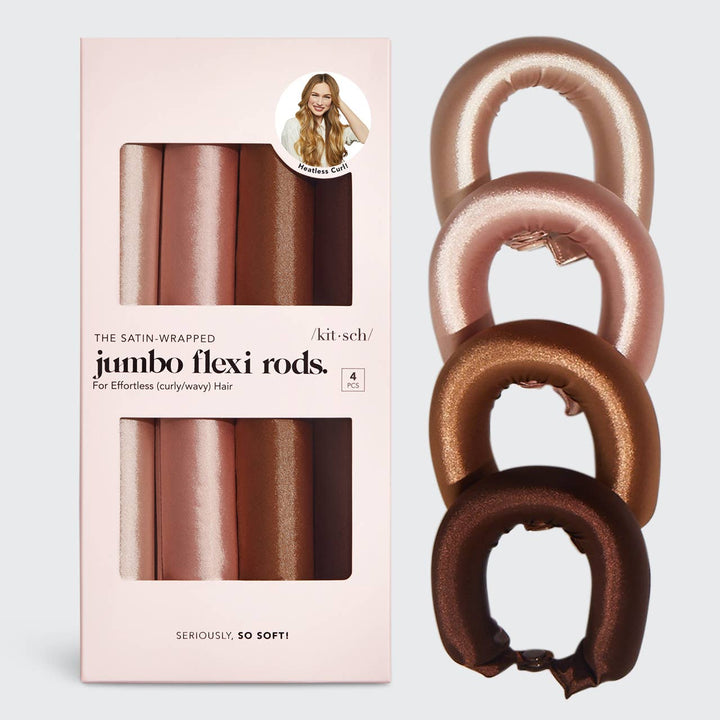 SATIN JUMBO FLEXI RODS 4PC SET- ROSEWOOD