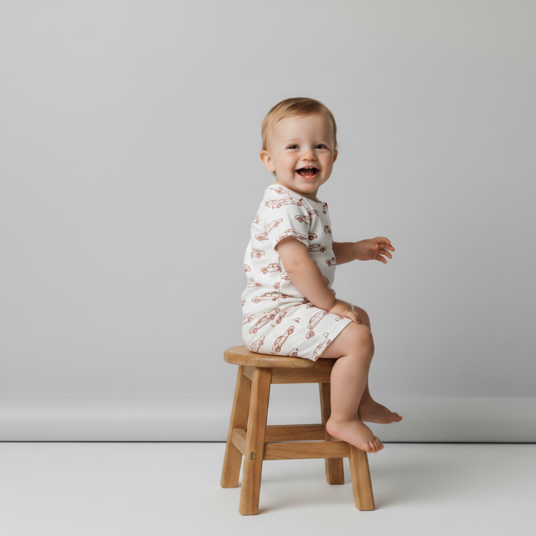 CARS SHORT ZIP ROMPER