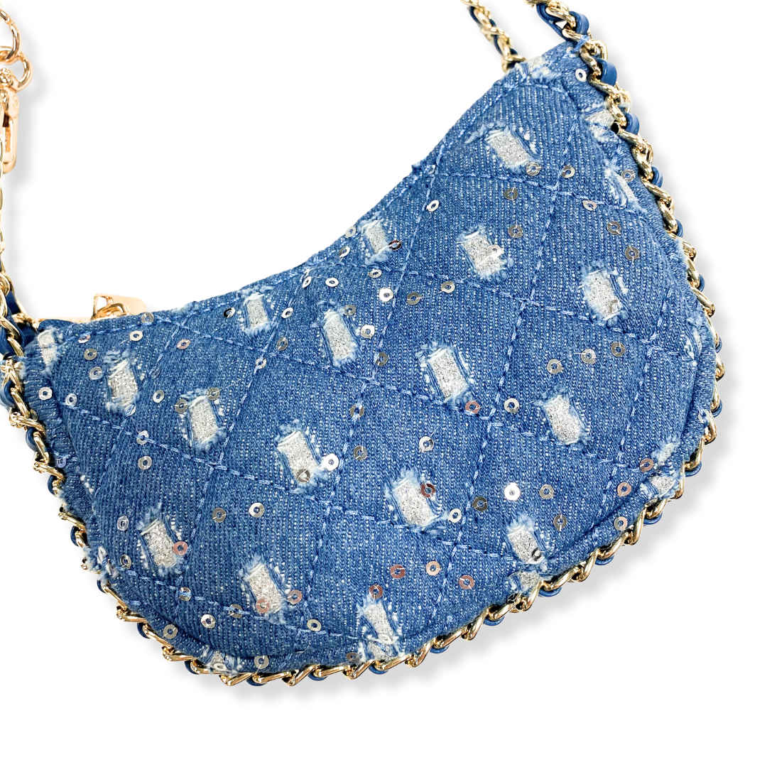 DENIM CRESCENT PURSE