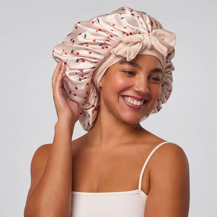 SATIN BONNET | CHERRY PRINT