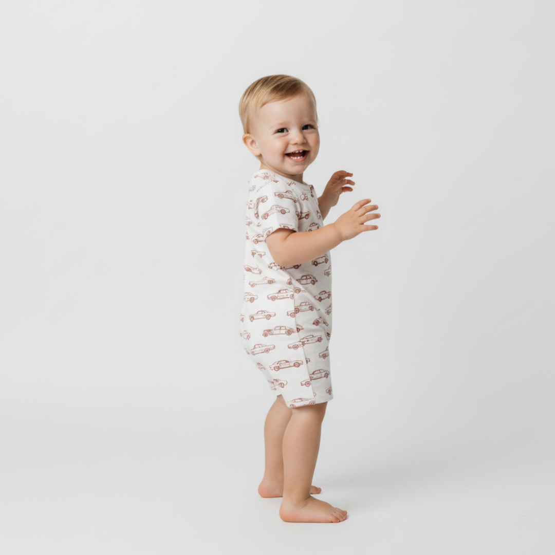 CARS SHORT ZIP ROMPER